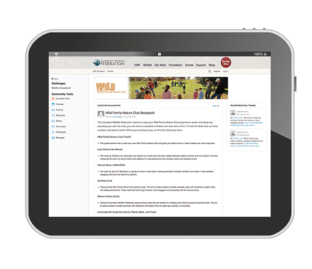 Tablet showing WFNC web site