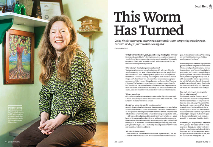 Canadian Wildlife Magazine Article Local Hero Worm Composting