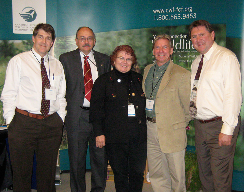 The Canadian Wildlife Federation Learning Institute was launched at the 5th World Environmental Education Conference Earth Our Common Home in Montreal this May. Professors from across Canada joined CWF in developing the Learning Institute to enhance the connections between people and their environments. In this photo are the Learning Institute members (L-R) Dr. Leo Elshof, Assistant Professor, School of Education, Acadia University, Dr. Grant Gardner, Associate Vice-President (Academic), Memorial University, Dr. Luba Mycio-Mommers, Director of Education, CWF, Dr. Yves Jean, Director of the Science and Technology, University of Quebec in Montreal (TELUQ), and Dr. Richard Mrazek, Professor of Science Education, Faculty of Education, University of Lethbridge.
