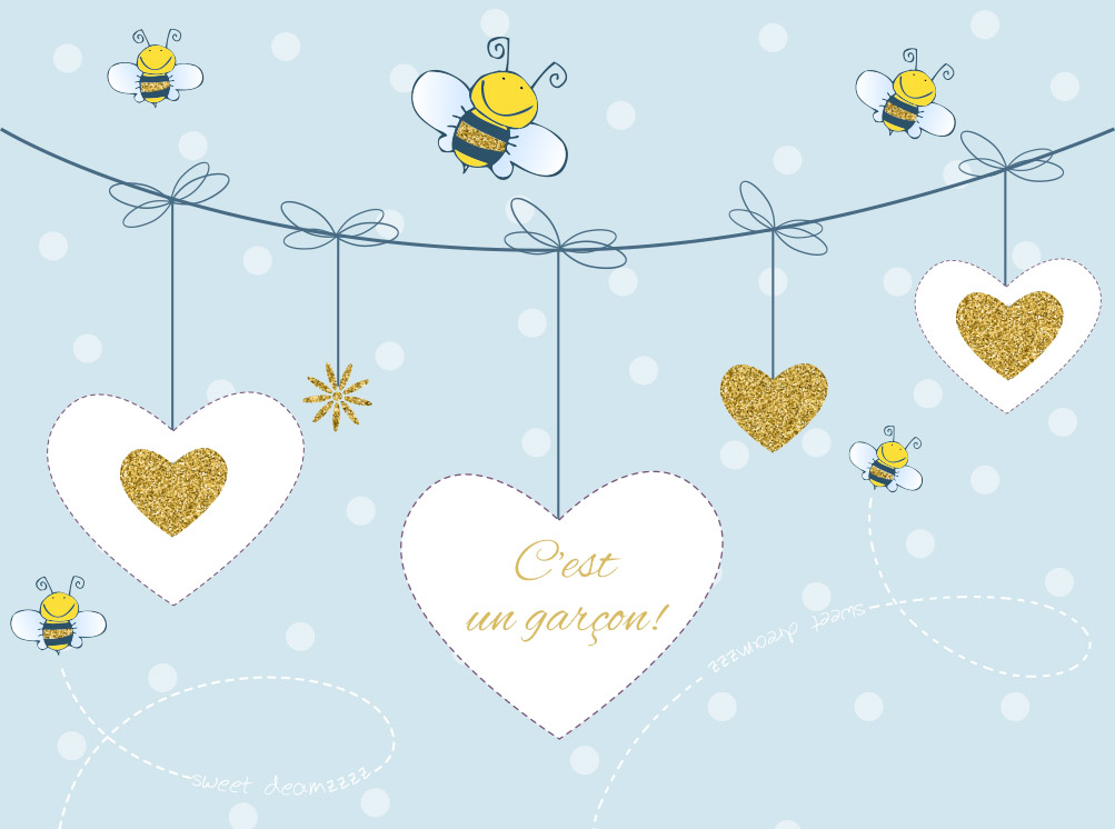 Pregnancy announcement of a boy card