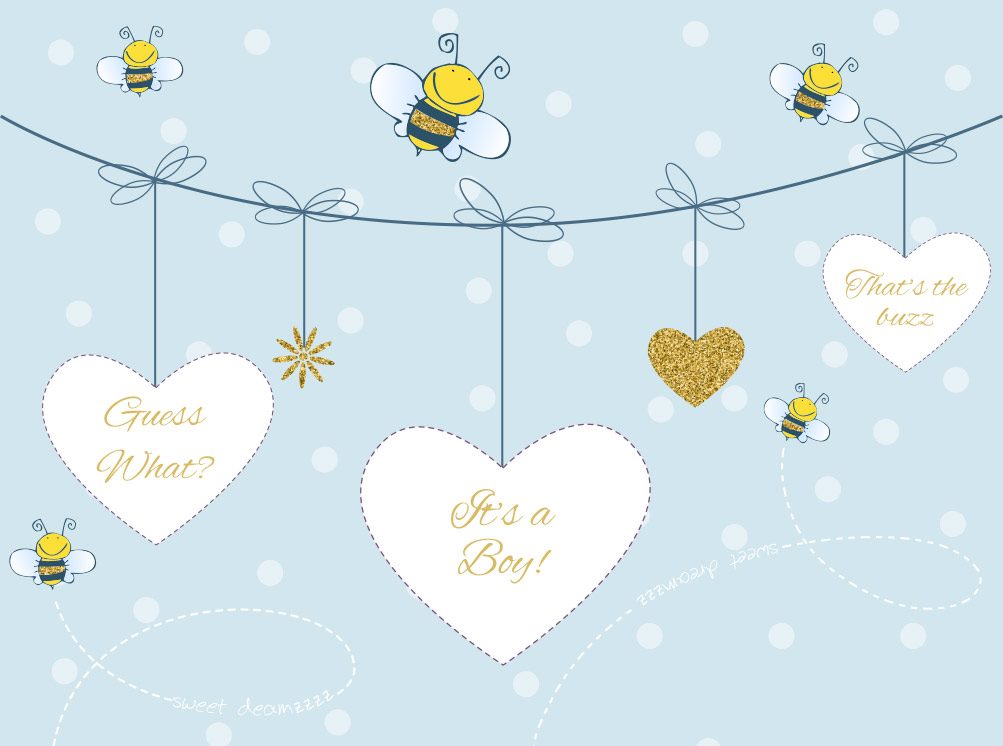 Pregnancy announcement of a boy card