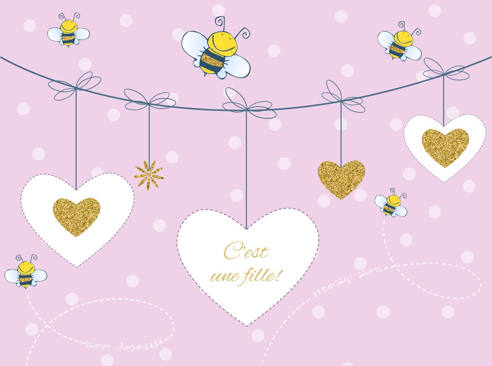 Pregnancy announcement of a girl card