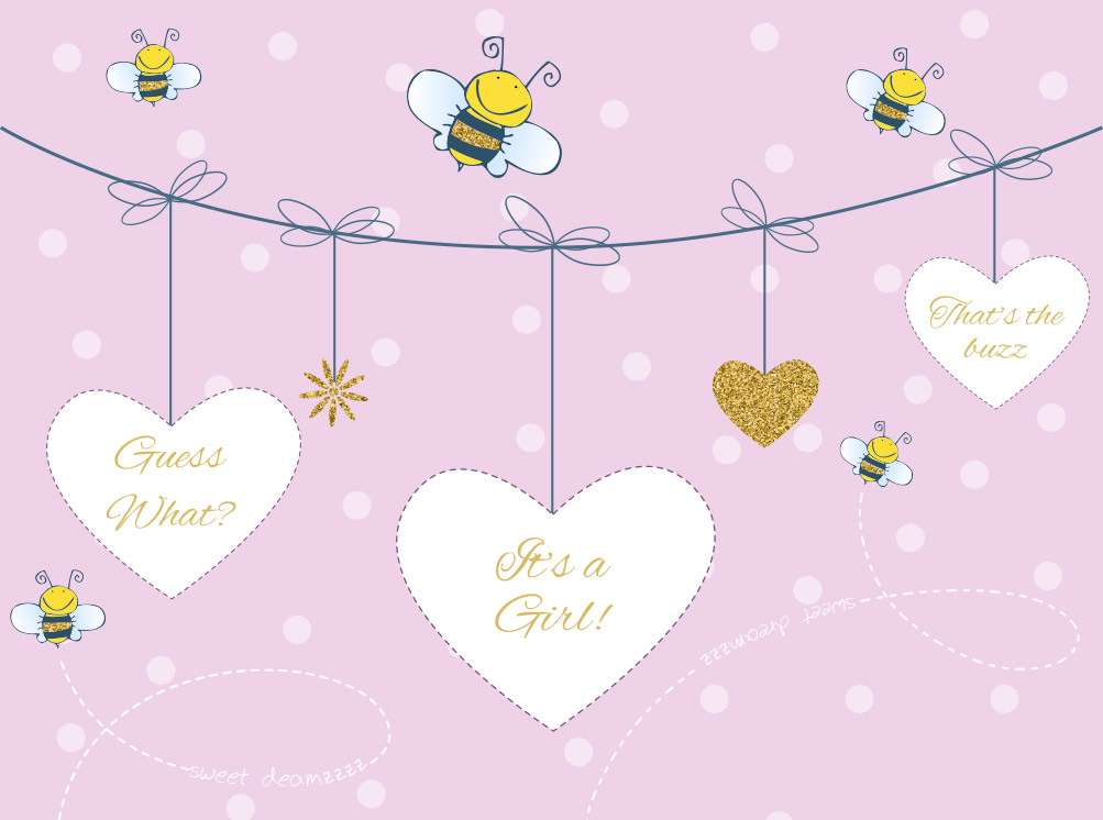 Pregnancy announcement of a girl card