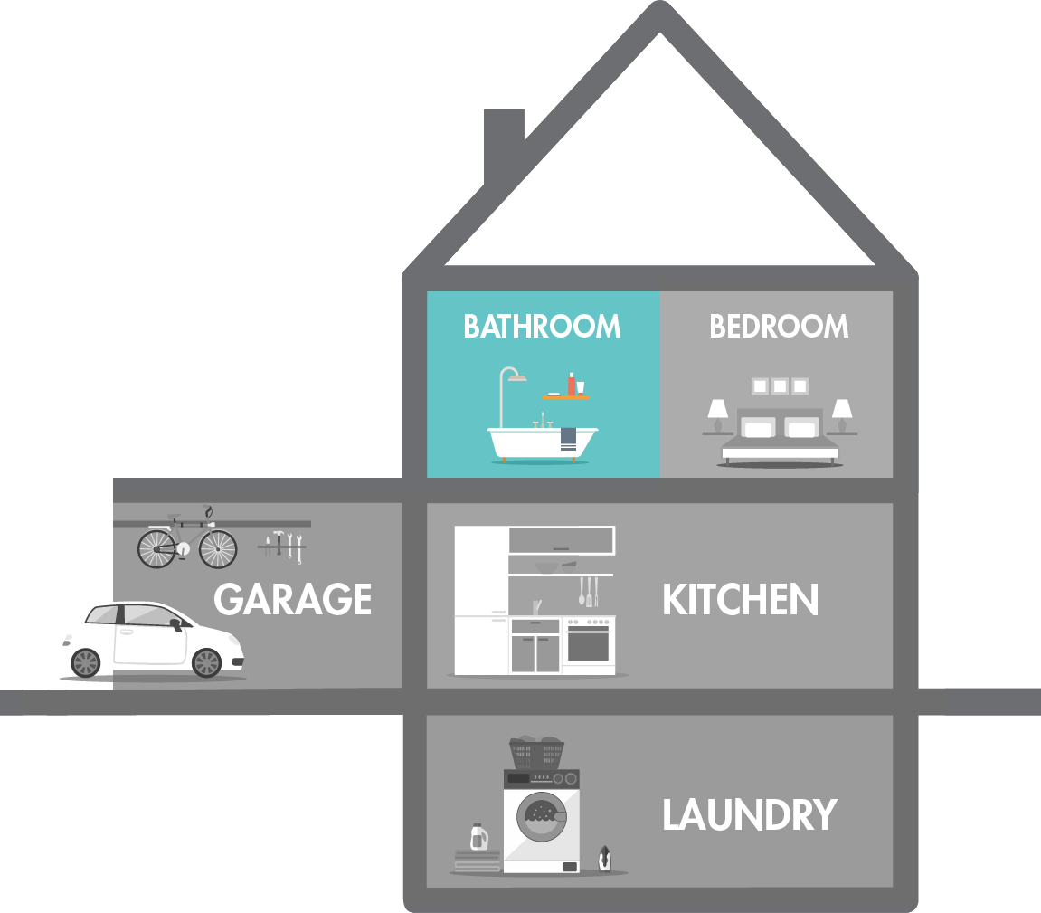 House diagram with bathroom area highlighted
