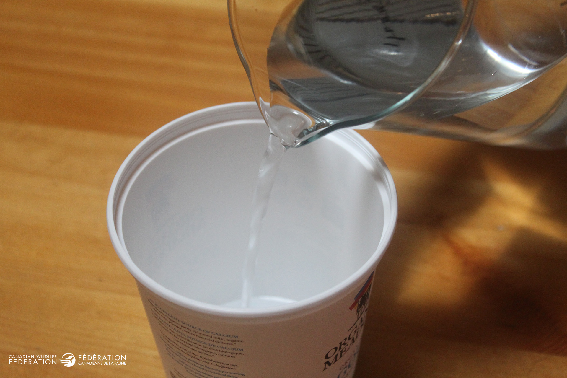 Pour a little water into your outer container