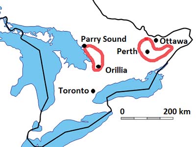 Map with locations of dead turtles