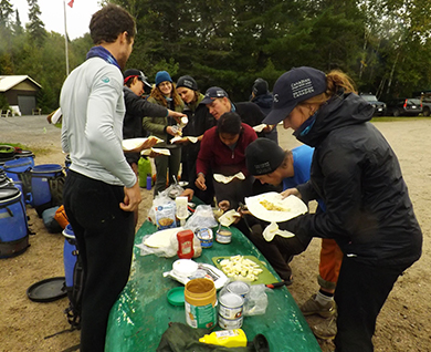 dinner on canoe
