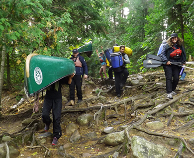 carrying canoes