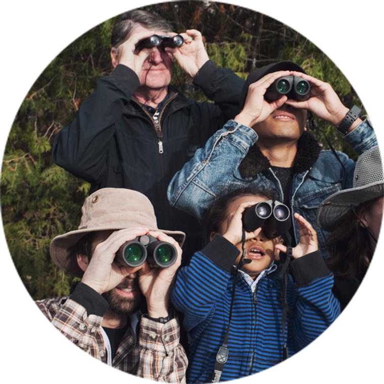 family with binoculars