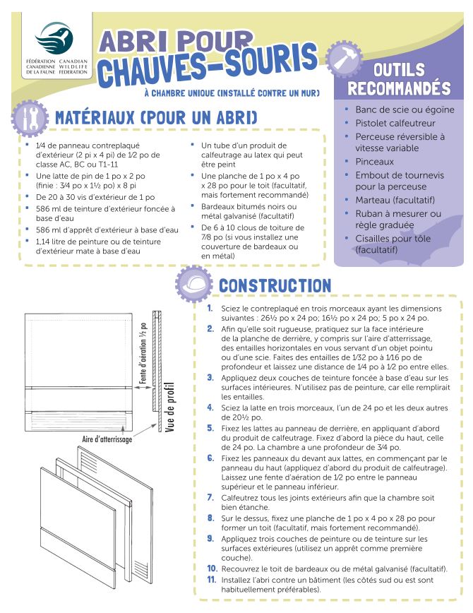 Information sheet on how to build a bat house